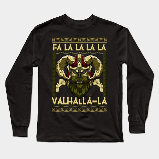 Christmas Santa Viking Fa La La La La Valhalla La Long Sleeve T-Shirt by E